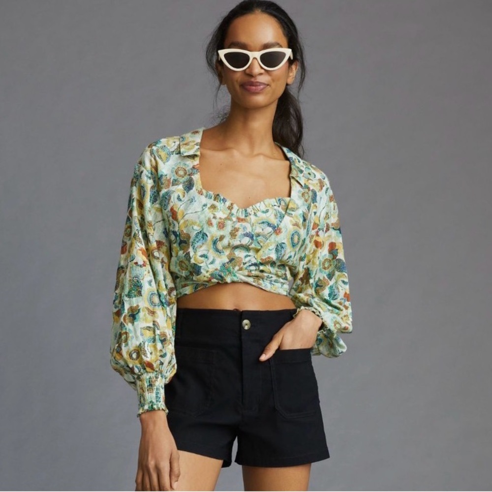 Anthropologie Twist Crop Top Set Size SM